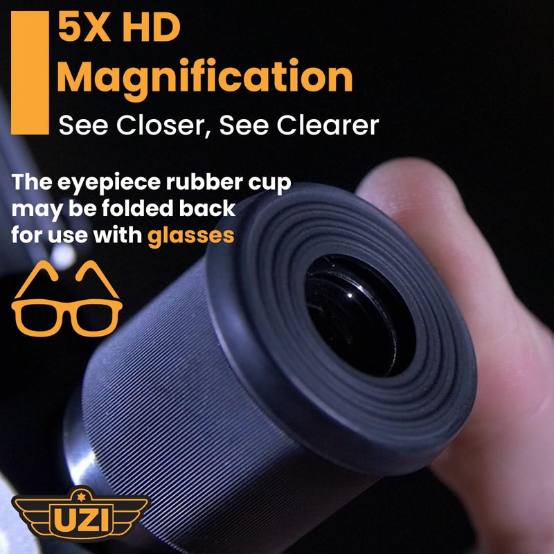 Uzi Expandable Tactical Professional Periscope Adjustable 20" to 27", Weatherproof Aluminum Spy Periscope for Adults, Kids, Hunting, Hiking, Surveillance, 5X HD Magnification, Black - Image 4